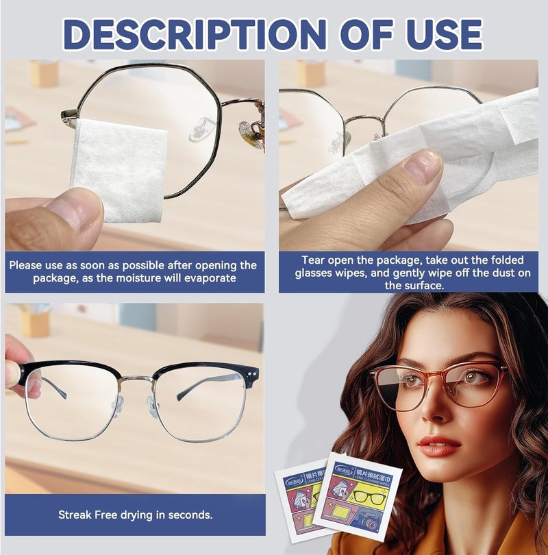 SHOPECOM 100 Pcs Glasses disposable tissue, Cameras tissue, sunglasses tissue, Lens Cleaning tissue, Mobile phone screen tissue,Glasses Cleaner for Eyeglasses, Computer Screen - Image 5