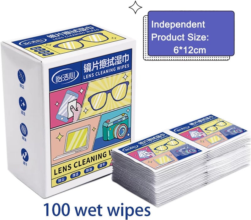 SHOPECOM 100 Pcs Glasses disposable tissue, Cameras tissue, sunglasses tissue, Lens Cleaning tissue, Mobile phone screen tissue,Glasses Cleaner for Eyeglasses, Computer Screen - Image 2
