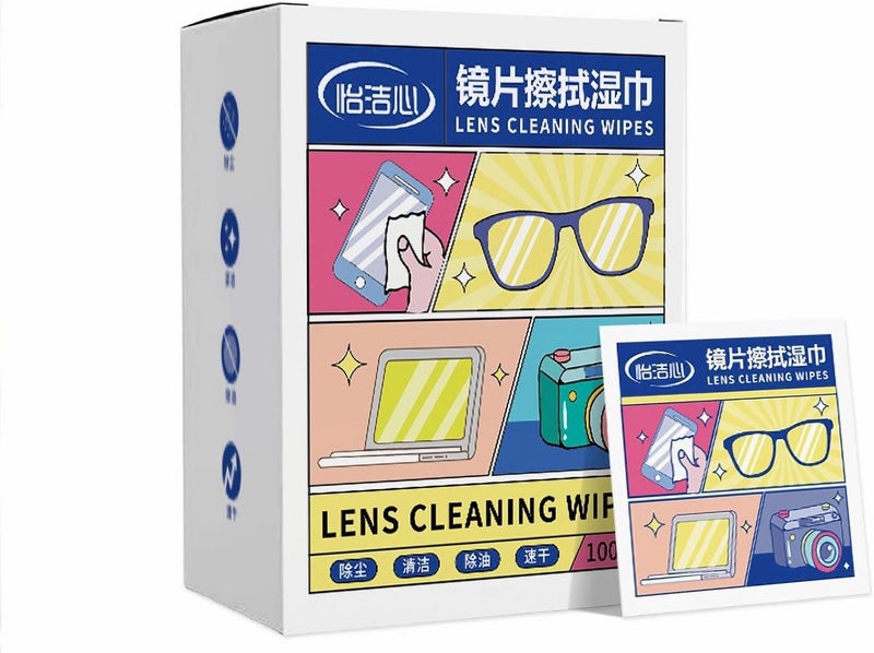 SHOPECOM 100 Pcs Glasses disposable tissue, Cameras tissue, sunglasses tissue, Lens Cleaning tissue, Mobile phone screen tissue,Glasses Cleaner for Eyeglasses, Computer Screen - Image 1