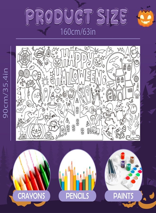 OHOME أشغال يدوية للأطفال بمناسبة الهالوين من OHOME - مفرش طاولة/ملصق تلوين عملاق | ديكورات حفلات الهالوين، هدايا، أنشطة، ألعاب، لافتات - Image 2