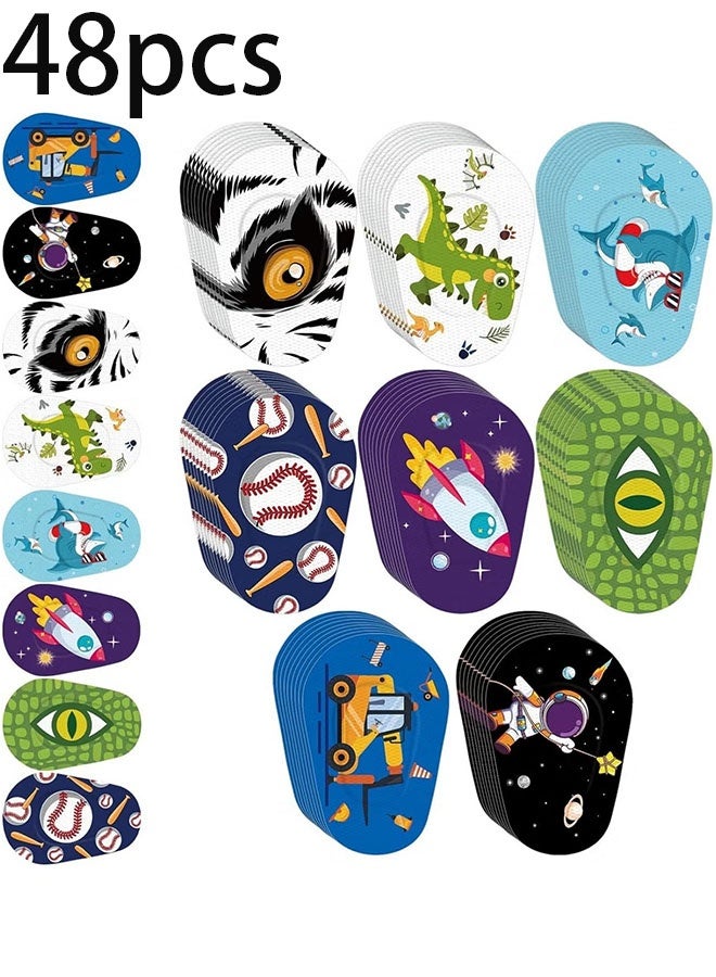 Ailily 48 Pcs Adhesive Eye Patches for Kids, Fun Design Kids Eye Patches Cute Latex Free Adhesive Bandages for Amblyopia Disposable Eye Pad Lazy Eye Light Blocking Children Toddler - Image 1