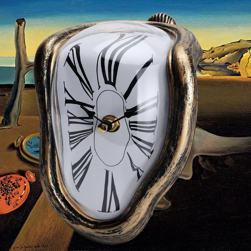 FAREVER Melting Clock Salvador Dali Watch Melted Clock for Decorative Home Office Shelf Desk Table Funny Creative GiftRome Antique Gold