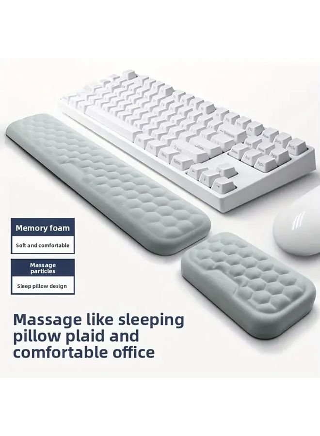 White Ergonomic Keyboard Mouse Wrist Rest 2pcs Breathable Silicone Memory Foam Comfort Support - Image 3
