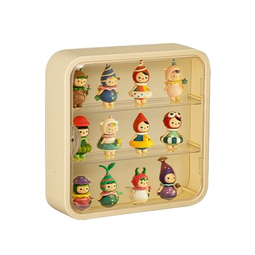 WMM Clear Display Case for Figures WallMounted Doll Storage Box Adjustable Display Stand with Door Dust and Moisture Proof Suitable for Lego Collectibles Action Figures Pop Mart Yellow - Image 1