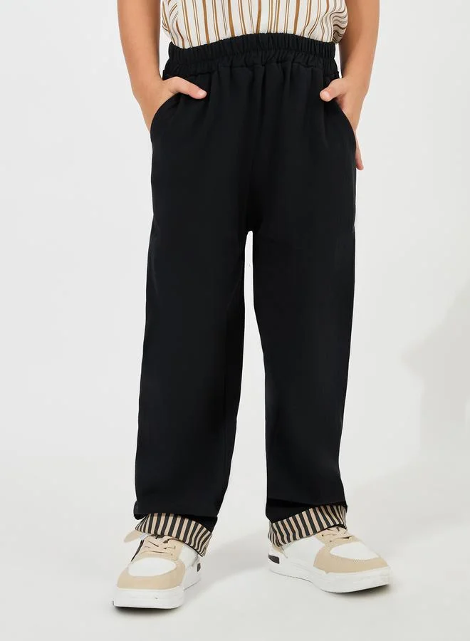 Styli Stripe Hem Detail Wide Leg Pants
