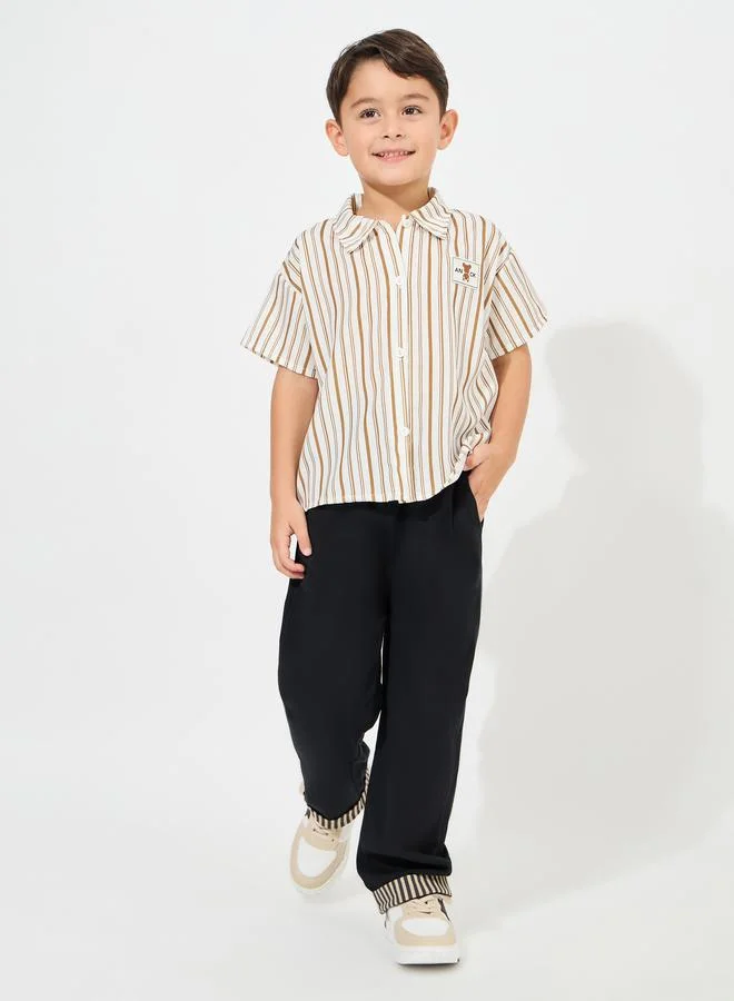 Styli Stripe Hem Detail Wide Leg Pants