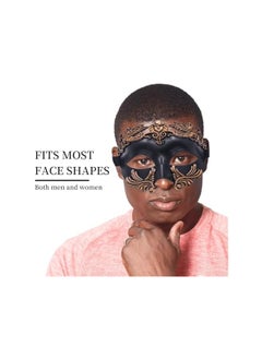 The Bros Masquerade Mask for Men, Roman Greek Mask, Half Face Mask for Ball Mardi Gras and Cosplay Mardi Party (Black Gold)  - Image 2