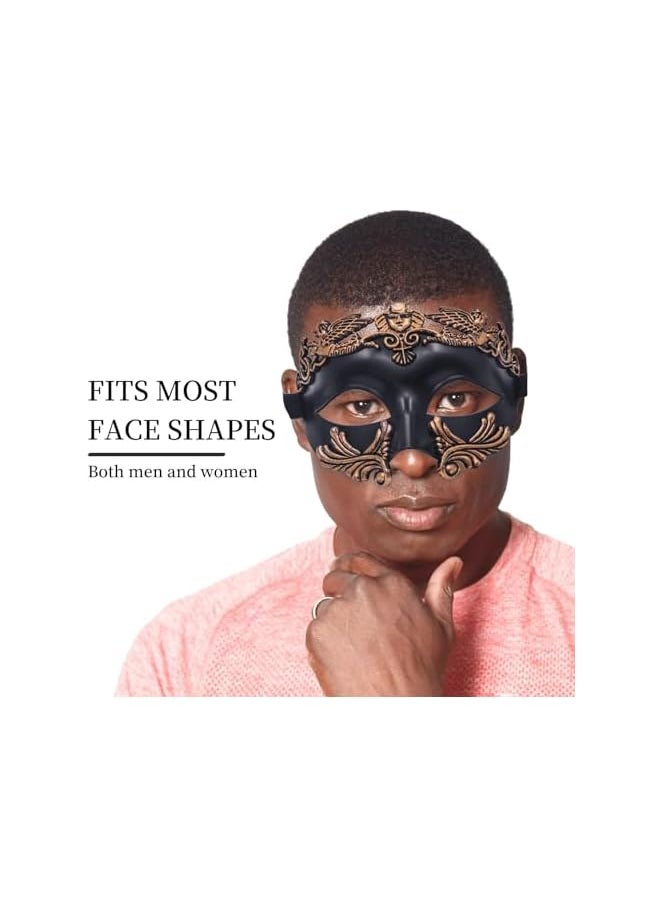 The Bros Masquerade Mask for Men, Roman Greek Mask, Half Face Mask for Ball Mardi Gras and Cosplay Mardi Party (Black Gold)  - Image 2