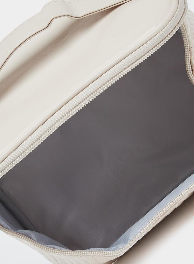 Styli Women Beige Quilted Washbag - Image 4