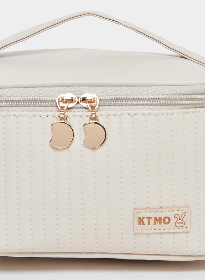 Styli Women Beige Quilted Washbag - Image 3