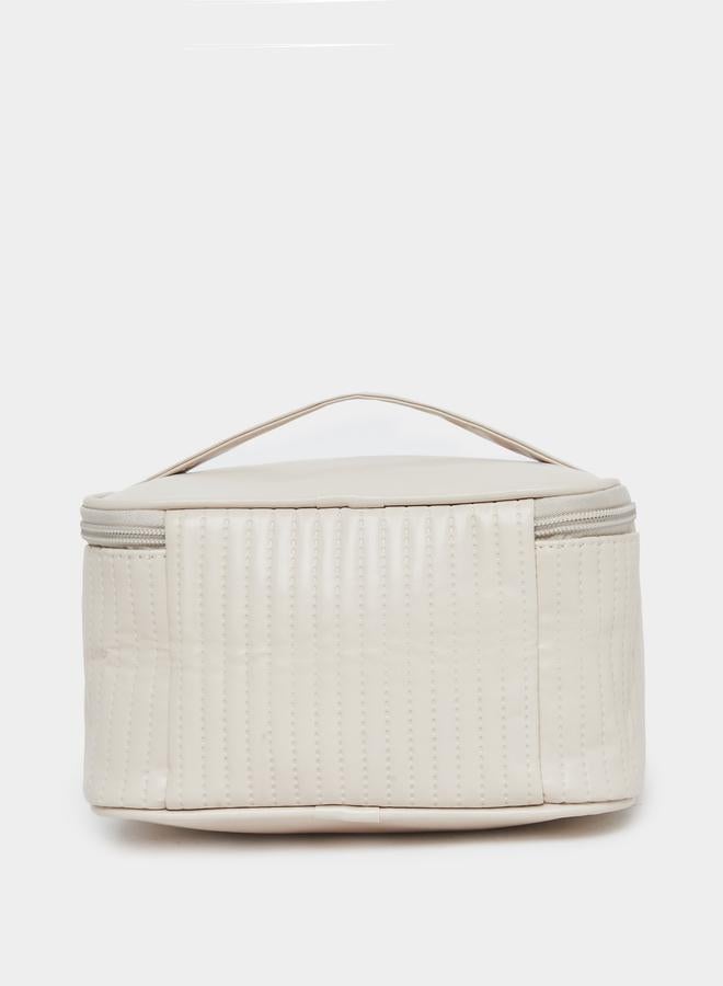 Styli Women Beige Quilted Washbag - Image 2