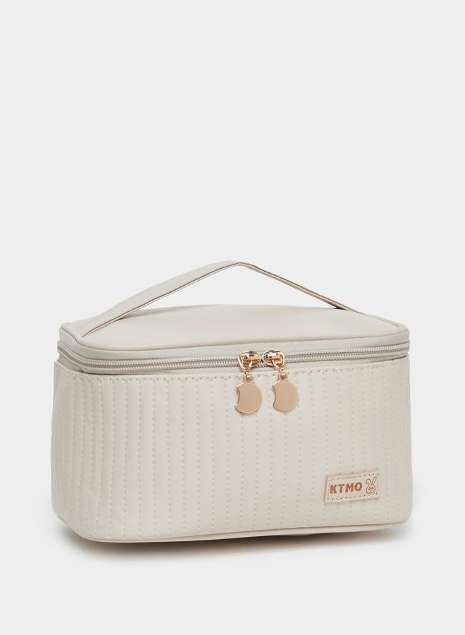 Styli Women Beige Quilted Washbag - Image 1