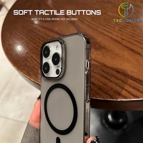 T TECLUSIVE Crystal Magnetic Case Compatible with Magsafe iPhone 15 | Slim Hard Shell Transparent Smoke Plastic Cover with Ring | Anti Yellow Case (Smoke, 15) - Image 5