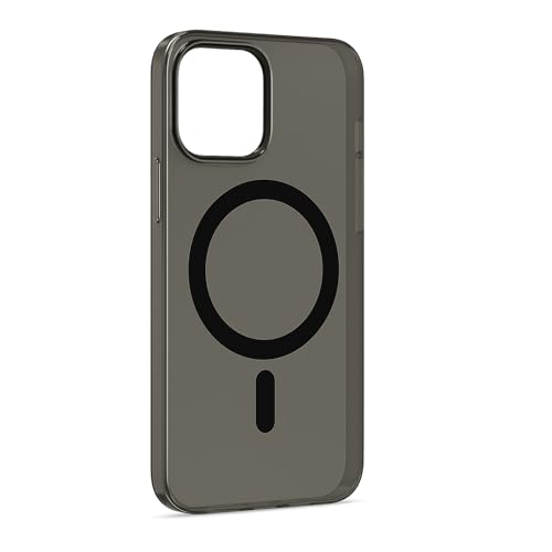 T TECLUSIVE Crystal Magnetic Case Compatible with Magsafe iPhone 15 | Slim Hard Shell Transparent Smoke Plastic Cover with Ring | Anti Yellow Case (Smoke, 15) - Image 1