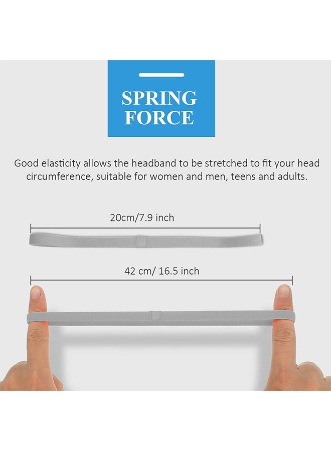 HS Sport Headbands, 4 PCS Thick Non-Slip Hair Headbands For Women And Men, Elastic Sport Hairband Athletic Head Bands For Gym Hockey Football Tennis Yoga(Black, White, Grey, Royal Blue) - Image 2