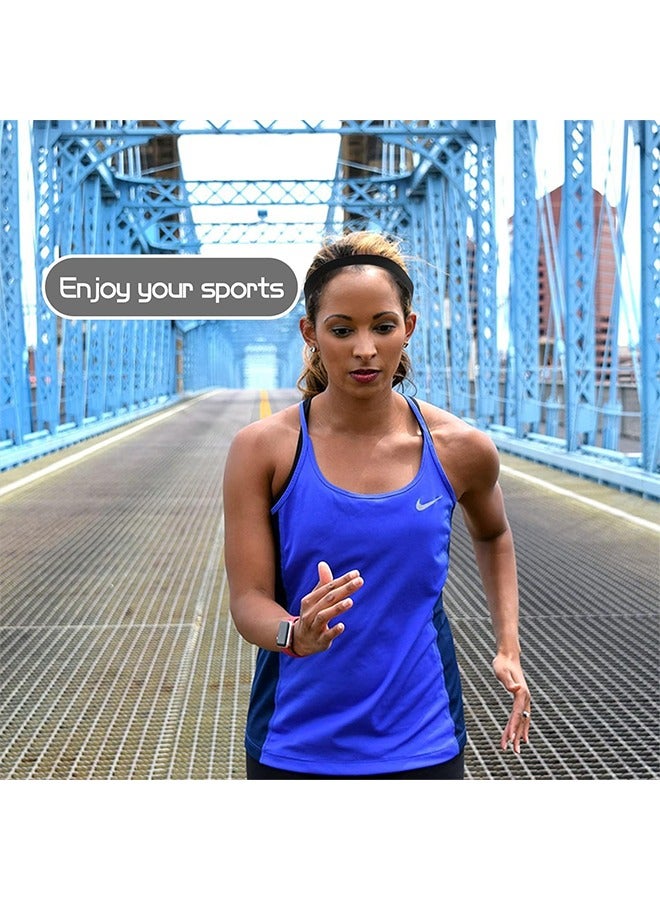 HS Sport Headbands, 4 PCS Thick Non-Slip Hair Headbands For Women And Men, Elastic Sport Hairband Athletic Head Bands For Gym Hockey Football Tennis Yoga(Black, White, Grey, Royal Blue) - Image 5