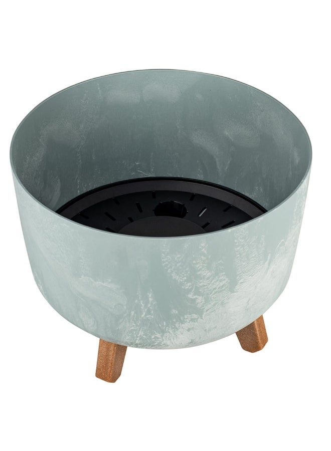 بروسبير بلاست وعاء زهور مستدير ذو تأثير خرساني جراسيا بأرجل مشبكة رمادي وبني 21.5 لتر - Image 2