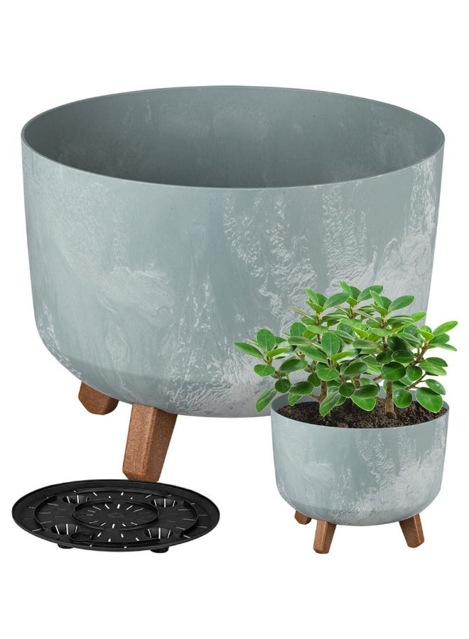 بروسبير بلاست وعاء زهور مستدير ذو تأثير خرساني جراسيا بأرجل مشبكة رمادي وبني 21.5 لتر - Image 4