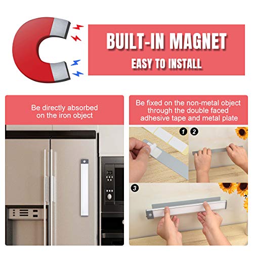 LEPOTEC 30-LED ضوء خزانة بحساس حركة، إضاءة تحت المنضدة تعمل بالحركة مغناطيسية، أضواء ليلية قابلة لإعادة الشحن عبر USB لمطبخ الخزائن، شريط ضوء يعمل بالحركة - عبوة 2 - Image 5