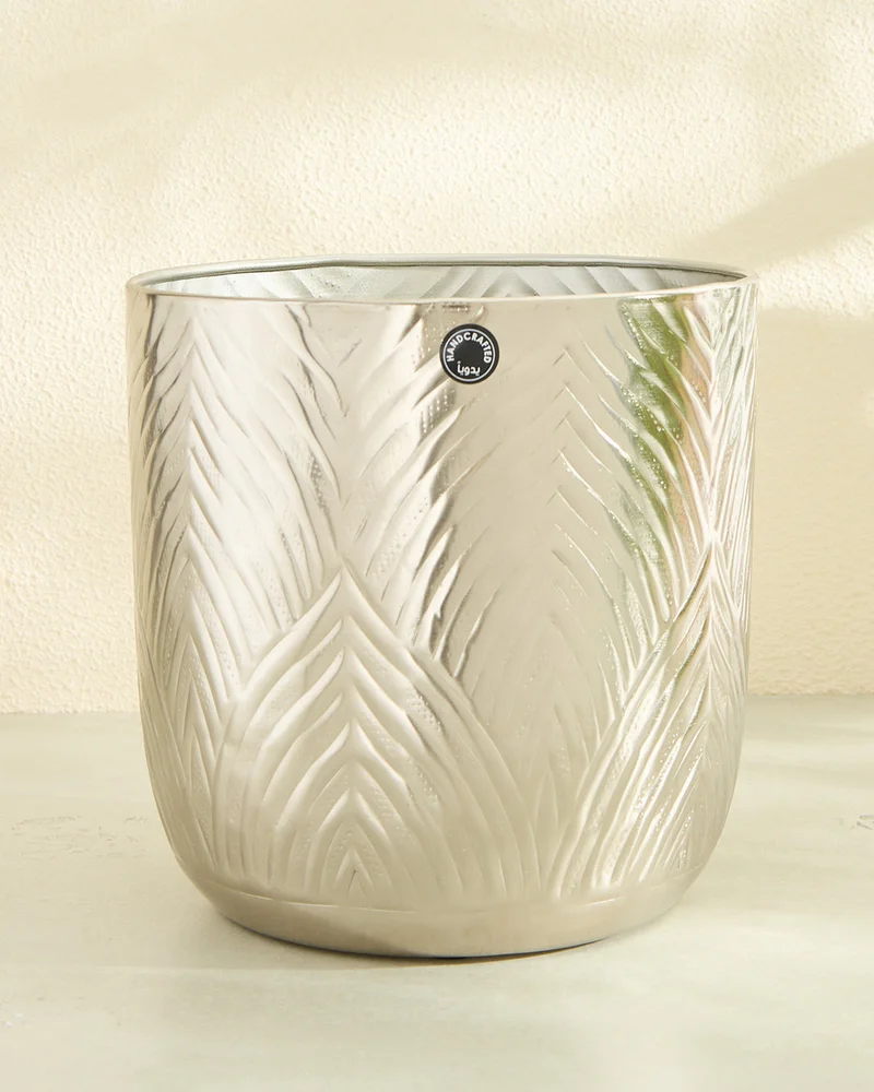 Redtag Silver Embossed Metal Planter