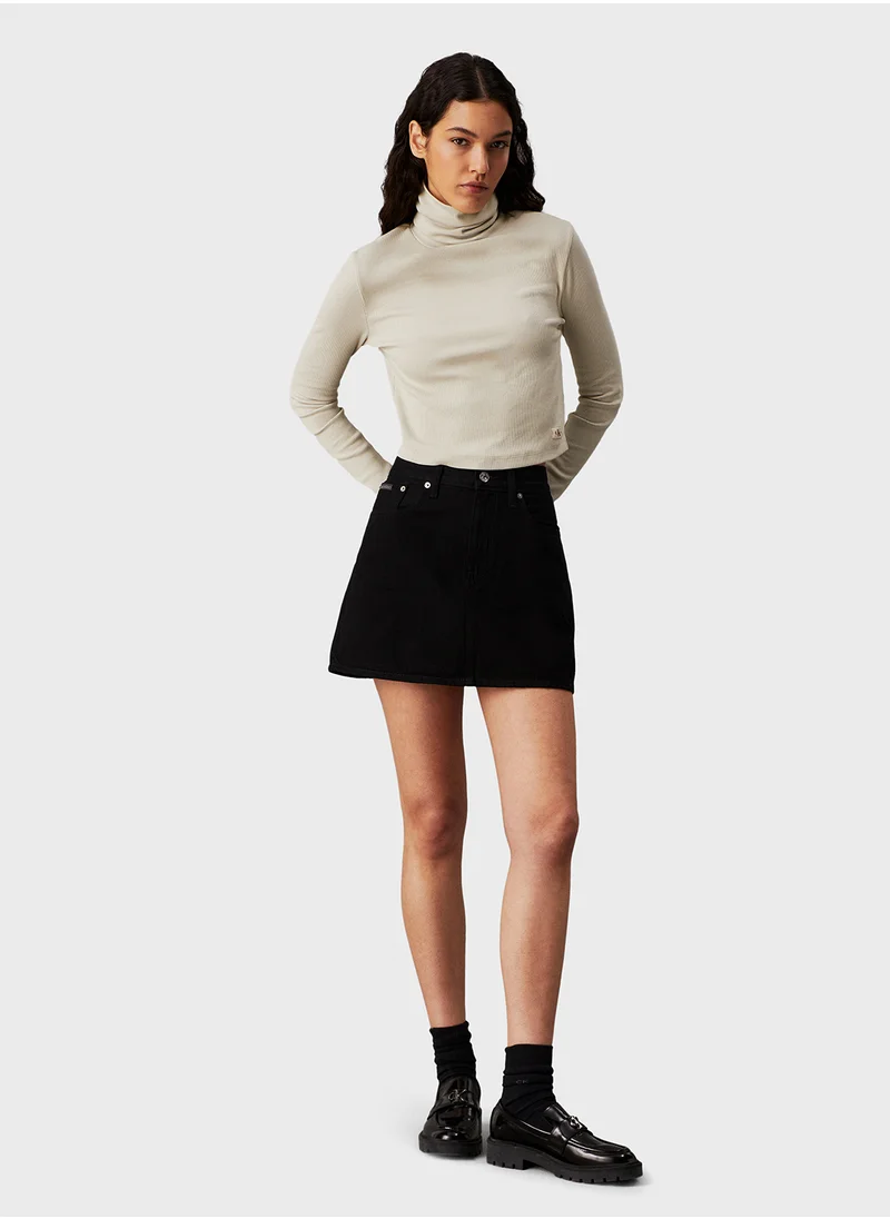 كالفن كلاين جينز Woven Label Rib Rollneck