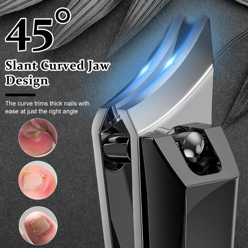 M'AYCREATE MAYCREATE® 2pcs Slanted Nail Clipper Heavy Duty Stainless Steel Nail Clipper Portable Angled Nail Clipper for Fingernails Toenails No Splash Nail Clipper for Thick Toenails and Ingrown Nails - Image 4