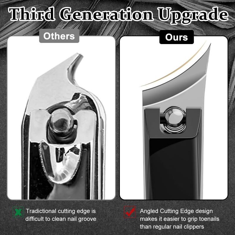 M'AYCREATE MAYCREATE® 2pcs Slanted Nail Clipper Heavy Duty Stainless Steel Nail Clipper Portable Angled Nail Clipper for Fingernails Toenails No Splash Nail Clipper for Thick Toenails and Ingrown Nails - Image 5