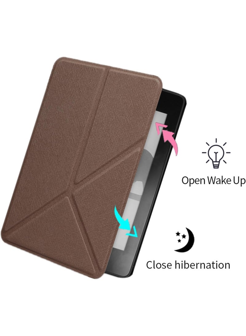 Compatible with 7-inch Kindle Paperwhite 12th Gen 2024 Case Cover Lightweight Shell Foldable Cover with Auto Wake/Sleep & Multi-Viewing Angles Protection Shell for Paperwhite e-Reader (Brown) - Image 5