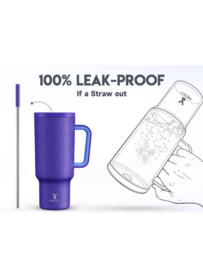 Meoky 40oz Tumbler with Handle, Leak-proof Lid and Straw, Insulated Coffee Mug Stainless Steel Travel Mug, Keeps Cold for 34 Hours or Hot for 10 Hours (Offshore) - Image 2