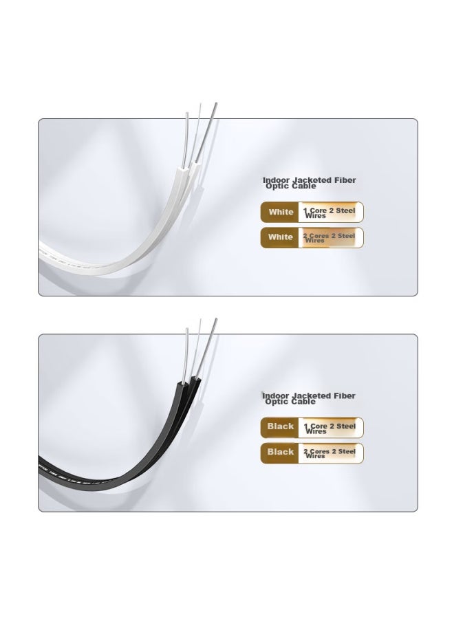 Ofnpftth Wanjeed Fiber Optic Cable, Telecom-grade Fttr Fiber Optic Home Line, Indoor Butterfly Single-mode Single-core 1-core 2-steel Wire Optical Cable, White, 50 Meters, 2-19211 - Image 2
