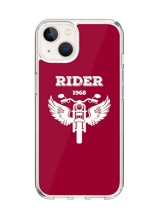 Stylizedd - Classic Clear Case for Apple iPhone 14 Hybrid Soft Case Flexible Edges Anti Drop TPU PC Gel Thin Transparent Cover [ Designed for Apple iPhone 14 ] - Rider 1968 Full Print - Image 1