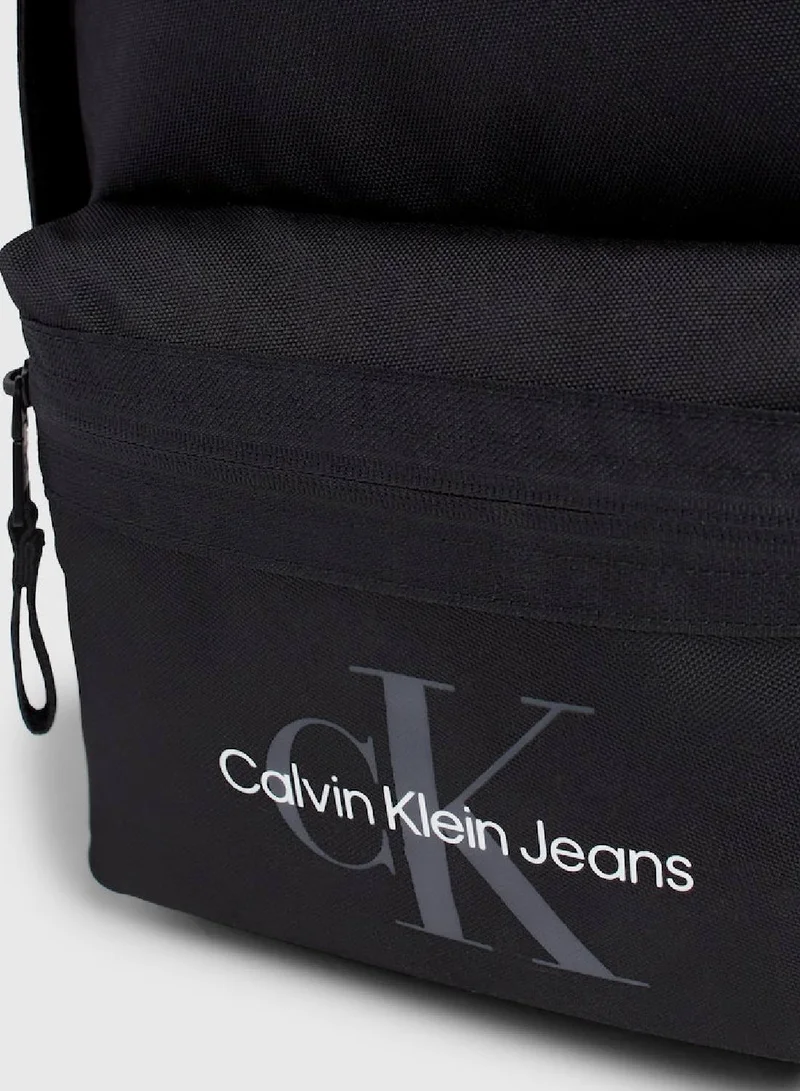 Calvin Klein Jeans Men's Logo Round Backpack -  durable recycled polyester exterior, Black