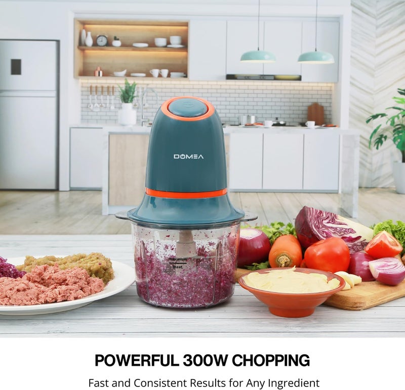 DOMEA 1.2 L Electric Mincer, Vegetable & Fruit Chopper, Mini Food Grinder, Detachable Stainless Steel Blades, For Easy & Quick Grinding, Dip Making, 300 W - Image 4