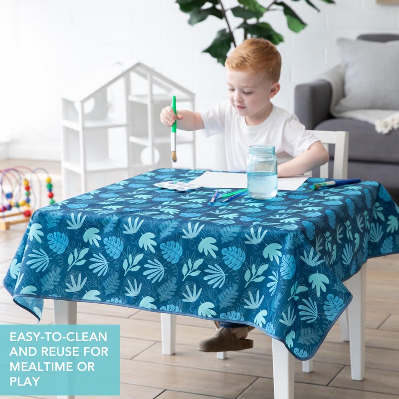 Bumkins Baby Splat Mat for Under High Chair, Babies Toddlers Eating Mess Mat, Waterproof Reusable Cloth for Arts and Crafts, Playtime Mat for Kids, Floors or Tables, Fabric 42inx42in, Blue Tropic - Image 4
