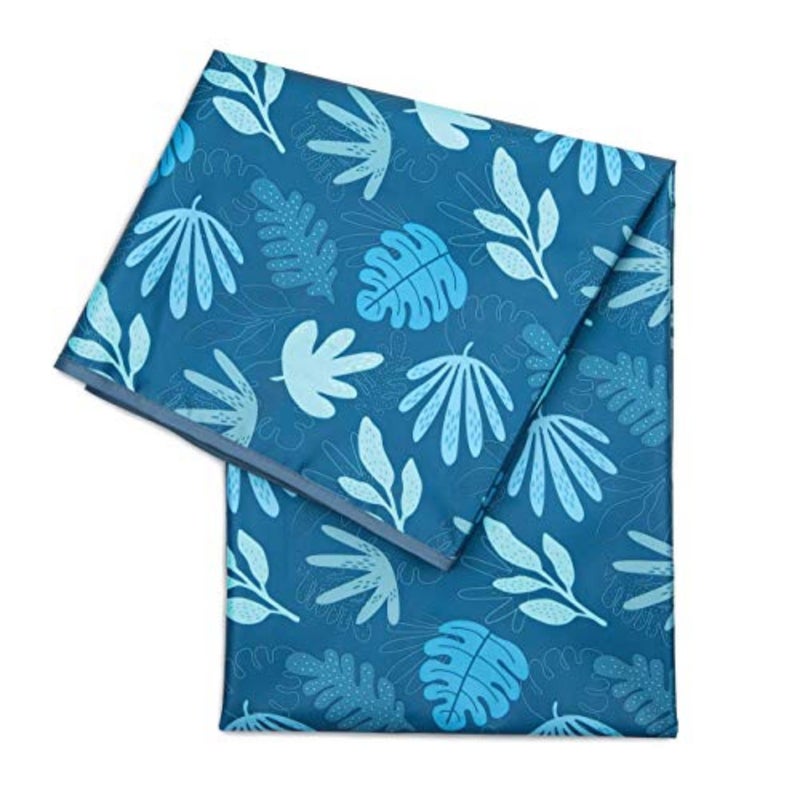 Bumkins Baby Splat Mat for Under High Chair, Babies Toddlers Eating Mess Mat, Waterproof Reusable Cloth for Arts and Crafts, Playtime Mat for Kids, Floors or Tables, Fabric 42inx42in, Blue Tropic - Image 1