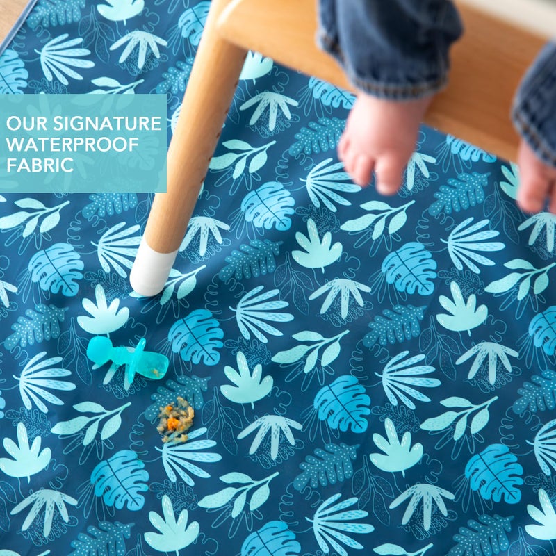 Bumkins Baby Splat Mat for Under High Chair, Babies Toddlers Eating Mess Mat, Waterproof Reusable Cloth for Arts and Crafts, Playtime Mat for Kids, Floors or Tables, Fabric 42inx42in, Blue Tropic - Image 3