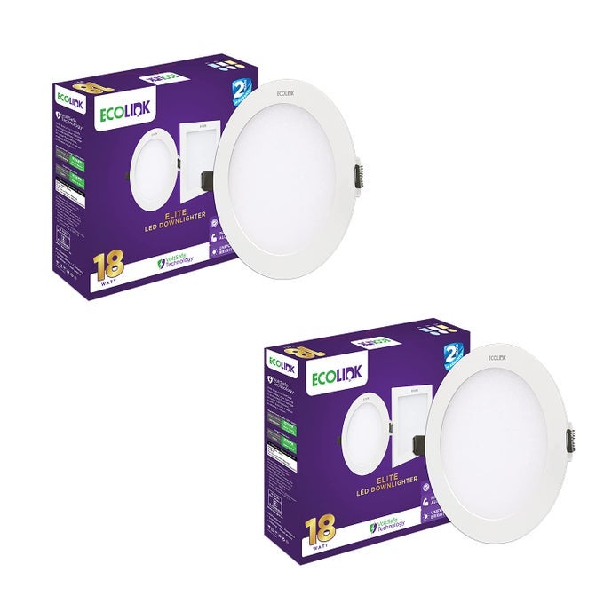 ELITE 18W ROUND LED CEILING DOWNLIGHTER WARM WHITEPACK OF 2