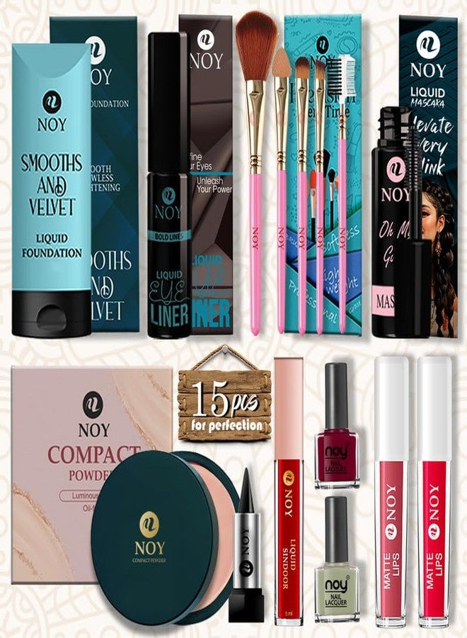 نوي مجموعة مكياج نوي الفاخرة للنساء، مجموعة كاملة لبشرة خالية من العيوب ومتألقة - Image 1