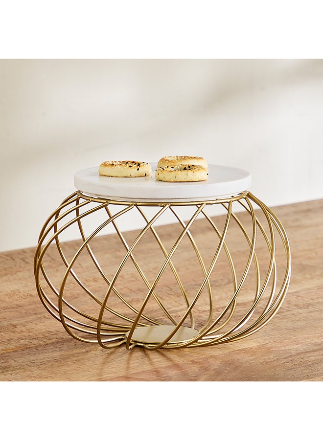 Home Box Willow Marble Cake Stand with Metal Stand - 30x30x19.5 cm  - Image 1