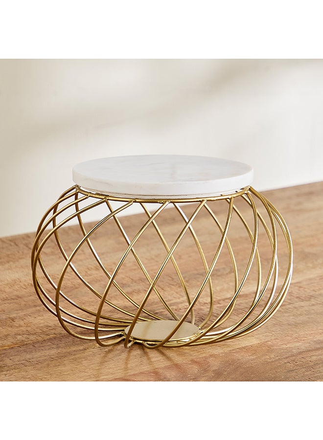 Home Box Willow Marble Cake Stand with Metal Stand - 30x30x19.5 cm  - Image 2