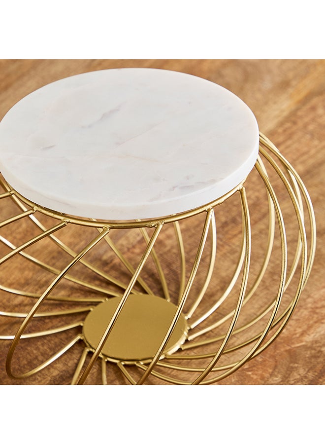 Home Box Willow Marble Cake Stand with Metal Stand - 30x30x19.5 cm  - Image 3