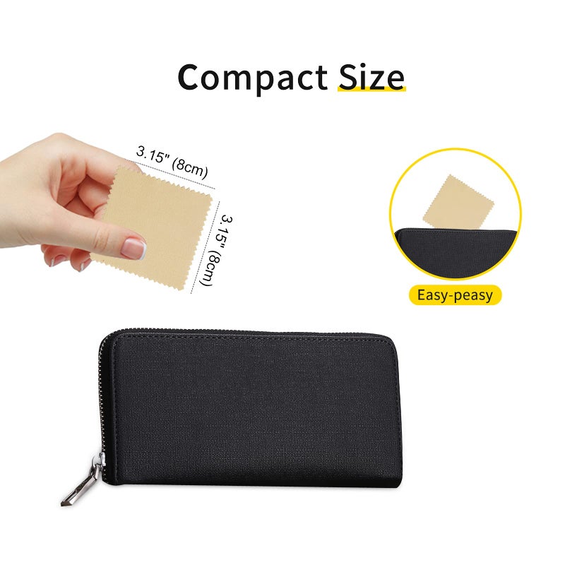 CATIFLIN 100pcs Premium Jewelry Cleaning Cloth, Silver Polishing Cloth Individually Wrapped, for Sterling Silver, Gold, Brass, Silverware, Coin, Ring, Watch and More (Yellow, 3.15" x 3.15") - Image 3