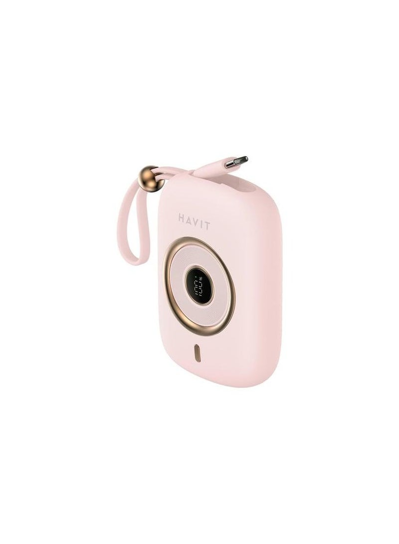 هافيت بنك الطاقة السريع هافيت PB5214، 10000 مللي أمبير/ساعة، PD، 35 واط، 2 في 1، لون وردي - Image 1