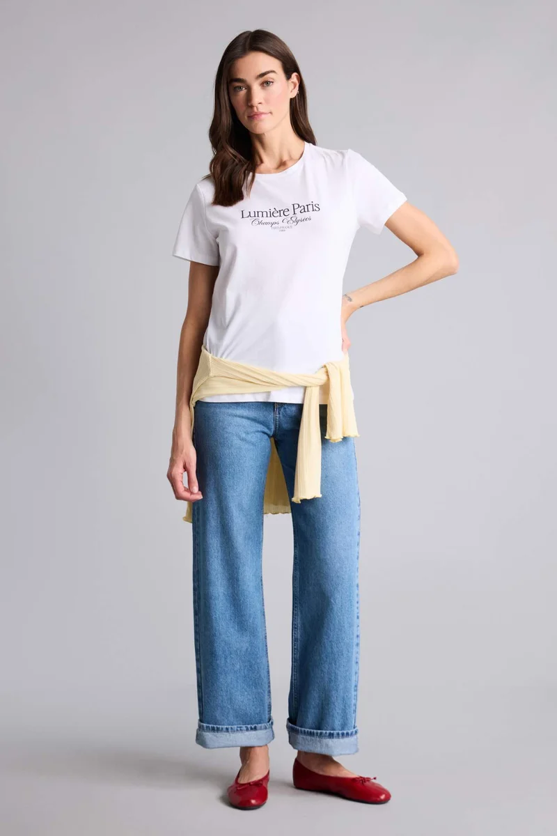 DeFacto Relax Fit Crew Neck Slogan Short Sleeve T-Shirt