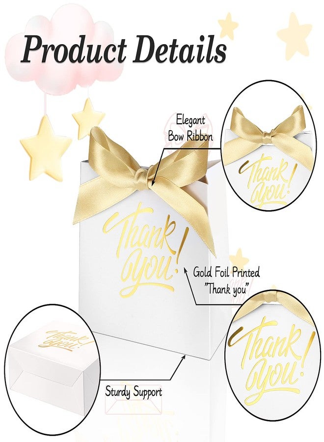DOYIDE 60 Pack Small Thank You Gift Bags, 4.5x1.8x3.9in Party Favor Bags Boxes with Bow Ribbon, Small Paper Gift Bags with Gold Foil Printed, Mini Candy Treat Bags for Birthday Wedding Party Holiday - Image 4