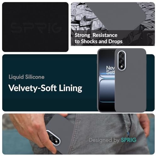 SPRIG Compatible with Oneplus Nord 5 SilkTone Back Cover Drop Tested Shock Proof Mobile Case for Men, Women, Boys and Girls with Camera Protection (Dark Grey) - Image 2