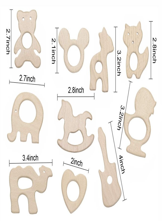 PENTA ANGEL Baby Teething Toys Penta Angel 10Pcs Natural Wooden Teething Animal Rings for Newborn Toddler Infant (10) - Image 2