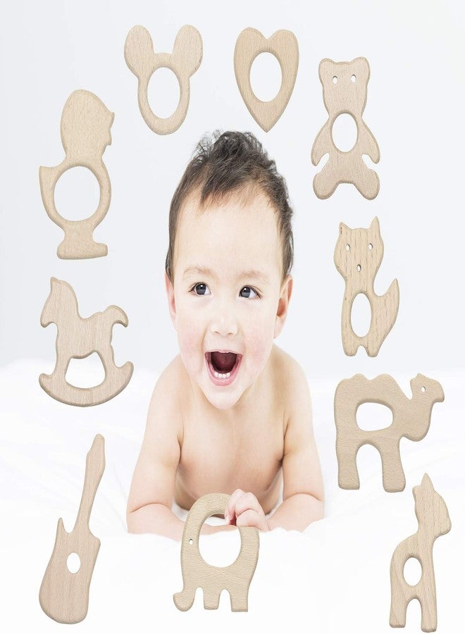 PENTA ANGEL Baby Teething Toys Penta Angel 10Pcs Natural Wooden Teething Animal Rings for Newborn Toddler Infant (10) - Image 5