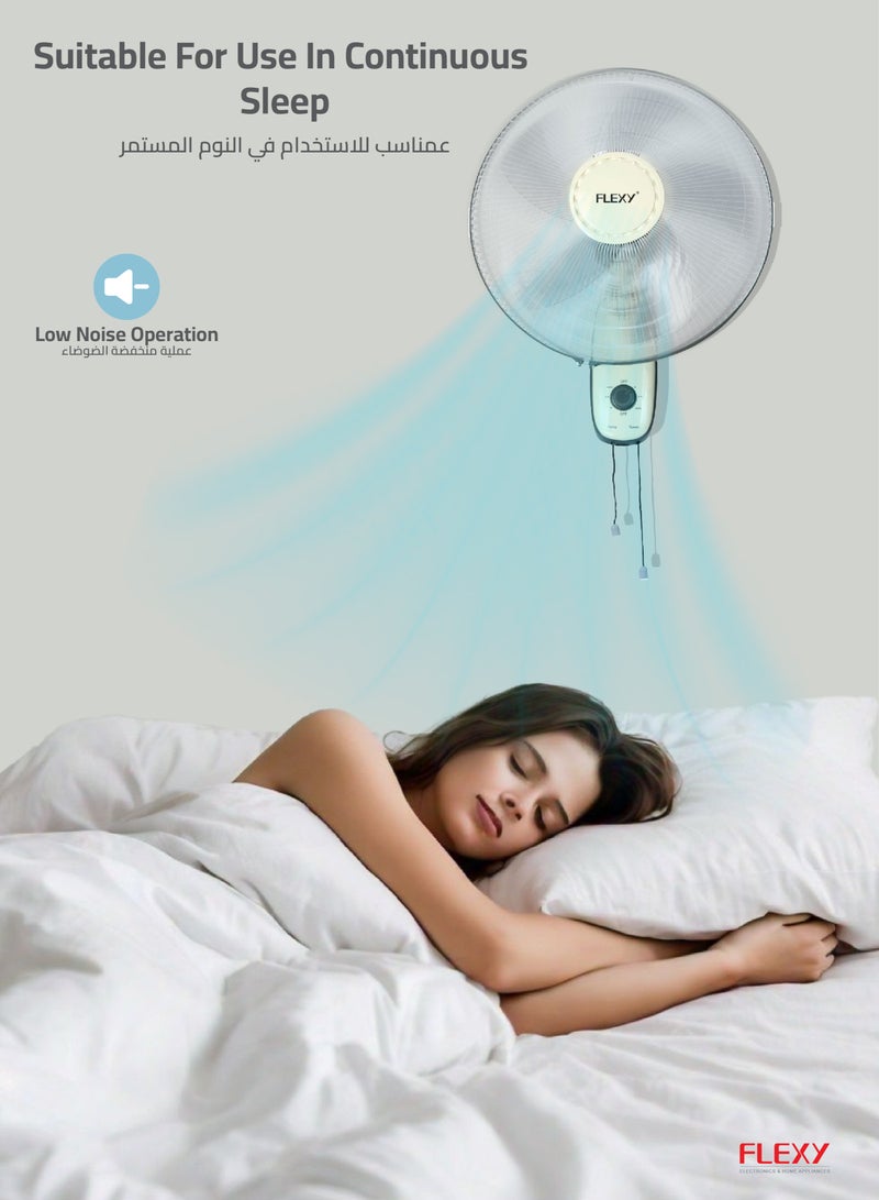 FLEXY® 16 Inch High Airflow Wall-Mounted Electric Fan | For Home, Office, Dorms, Gyms And Grow Tents | 180 Degree Oscillating 3 Speeds Metal Wall Fan | With Wall Mount - Image 3