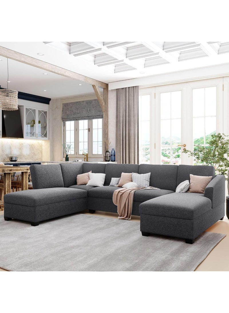 Karnak Jattebo 5-Seater Polyester Sofa Modern Design Sectional Sofa For Living Room Color (Grey) - Image 1